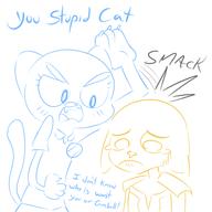 Hand_to_Hand The_Amazing_World_of_Gumball character:Katia_Managan character:Nicole_Watterson crossover khajiit_racism sketch text