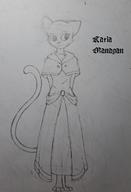 Katia's_wizard_robe Khajiit artist:Nightfall character:Katia_Managan monochrome sketch text