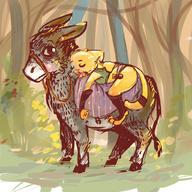 artist:Abrikos-kun character:Katia_Managan donkey forest sleepy