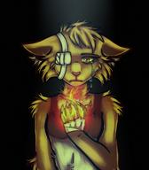 Khajiit artist:princenoctra character:Katia_Managan eyepatch fire green_eyes magic_fire missing_tail painted_underwear sad tears very_casually_underdressed