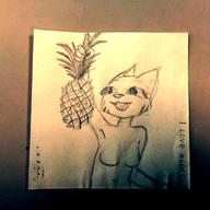 artist:Tabby_Catface character:Katia_Managan horn_and_drunky monochrome photo pineapple sketch very_casually_underdressed