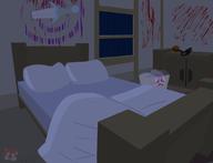 Quill-Weave's_bed Quill-Weave's_bedroom Quill-Weave's_house amulet_of_silence artist:MikeyTheFox bed blood night rain wall-sword