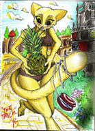 artist:Julienya character:Katia_Managan painted_underwear pencil_drawing pineapple yo-yo