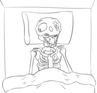 Quill-Weave's_bed artist:Zargothrax character:Quill-Weave fansnark monochrome saturalia_dreams skeletons