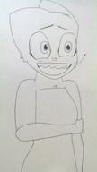 character:Katia_Managan monochrome sketch smiling