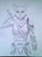 Blade armor artist:Radian character:Katia_Managan monochrome pencil_drawing sketch