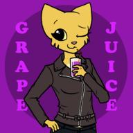 artist:KillerfishSG character:Katia_Managan grape_juice modern_clothing non-alcoholic_beverage wink