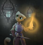 Ayleid_ruins Blade armor artist:lapma character:Katia_Managan green_eyes magic_fire