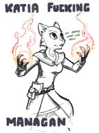 Katia's_wizard_robe character:Katia_Managan looking_badass machete magic_fire text