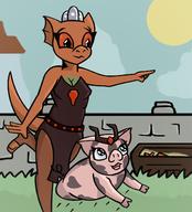 Quill-Weave's_evil_armor adorable artist:lapma character:Quill-Weave friendship happy magnus pig