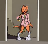 Quill-Weave's_house argonian artist:KuroNeko artist:blluedraggy casually_underdressed character:Quill-Weave digitigrade musicality song_and_dance