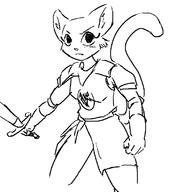 Blade Khajiit action_pose armor artist:Zoltier character:Katia_Managan monochrome sketch
