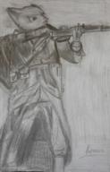 character:Katia_Managan firearms monochrome sketch