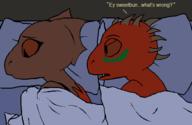 Quill-Weave's_bed artist:Lurci character:Quill-Weave character:your_weird_OC knock_off romance sleep-over text