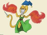 angry artist:SerpentXeos character:Katia_Managan dress magic_fire wizard_beard wizard_hat