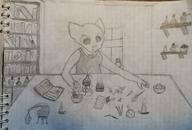alchemy books character:Katia_Managan monochrome sketch