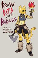 Official_Badass artist:Makkon character:Katia_Managan looking_badass machete magic_fire text