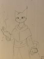 Katia's_wizard_robe character:Katia_Managan magic_fire monochrome self_inflicted_burns sketch text