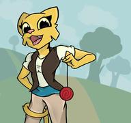 Gold_Road Katia's_adventurer_outfit artist:lapma character:Katia_Managan curled_tail happy yo-yo