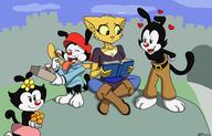 Animaniacs Katia's_Thief_Tunic Kvatch artist:Nicros_Man black_eyes books character:Katia_Managan character:Kvatch_Rock crossover impure_thoughts kvatch_arena_trousers outskirts_of_Kvatch skill_book sweet_roll