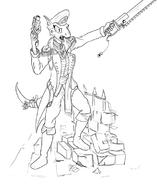 Blade Warhammer artist:makingfailure character:Quill-Weave crossover firearms looking_badass monochrome