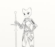 character:Katia_Managan claymore heavy_armor monochrome sketch