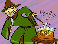 Katia's_wizard_robe artist:Mediocre_Scrublord cake character:Katia_Managan magic magic_wand pineapple wizard_beard wizard_hat