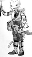 Kvatch_arena_armor character:Katia_Managan monochrome sketch torch
