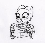 Khajiit artist:KuroNeko blushing books character:Katia_Managan impure_thoughts monochrome text