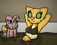 artist:lapma bath casually_underdressed character:Katia_Managan food painted_underwear pig