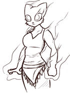 Kvatch_arena_armor artist:boex_bllam character:Katia_Managan looking_badass magic_fire monochrome self_inflicted_burns