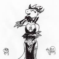 Quill-Weave's_evil_armor artist:KuroNeko character:Faceless_Mook character:Katia_Managan character:Quill-Weave laughter monochrome