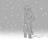 artist:LimeBreaker character:Katia_Managan curled_tail modern_clothing sad sketch snow