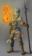 armor artist:Steel123 character:Katia_Managan looking_badass magic_fire spear