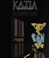 Cosplay Resident_Evil artist:Bluedraggy artist:Nicros_Man artist:TheUndoneSage4256 character:Katia_Managan crossover firearms green_eyes knock_off looking_badass pose text