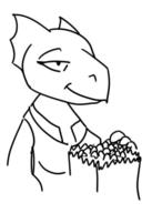 animation artist:Pseudonymous character:Quill-Weave eating food monochrome