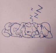 adorable artist:lapma character:Katia_Managan character:your_weird_OC monochrome photo pig sleepy text