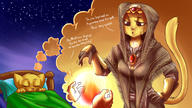 Skyrim artist:Plague_of_Gripes bed character:Katia_Managan dreams magic magic_fire wallpaper