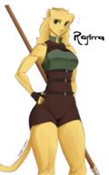 Athletics Khajiit artist:SaintDumos character:Rajirra spear text weapon