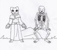 Katia's_wizard_robe Khajiit Tales_and_Tallows animation artist:KuroNeko character:Katia_Managan monochrome skeletons song_and_dance