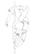 Kvatch_arena_armor acrobatics artist:Zargothrax character:Katia_Managan merchandise monochrome poledancing