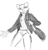 character:Katia_Managan modern_clothing monochrome sketch