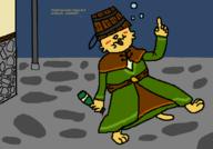 Katia's_wizard_robe Kvatch Safety_hat artist:Lurci booze character:Katia_Managan drunk streets_of_Kvatch text