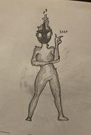 artist:damrok4321 casually_underdressed character:Naked_Atronach daedra fire sketch text