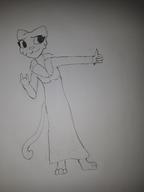 Katia's_wizard_robe character:Katia_Managan monochrome sideways sketch
