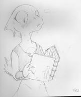 artist:Kazerad blushing books character:Quill-Weave impure_thoughts monochrome sketch