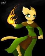 Katia's_wizard_robe artist:Tavei character:Katia_Managan confident green_eyes magic_fire