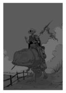 Morrowind artist:Bishop character:Katia_Managan guar monochrome