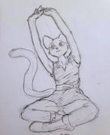 Katia's_Thief_Tunic Khajiit artist:Zoltier character:Katia_Managan kvatch_arena_trousers monochrome sitting sketch