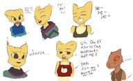 Katia's_Thief_Tunic Zootopia artist:kamperkiller character:Katia_Managan character:Quill-Weave cleavage fire impure_thoughts laughter modern_clothing painted_underwear self_inflicted_burns text